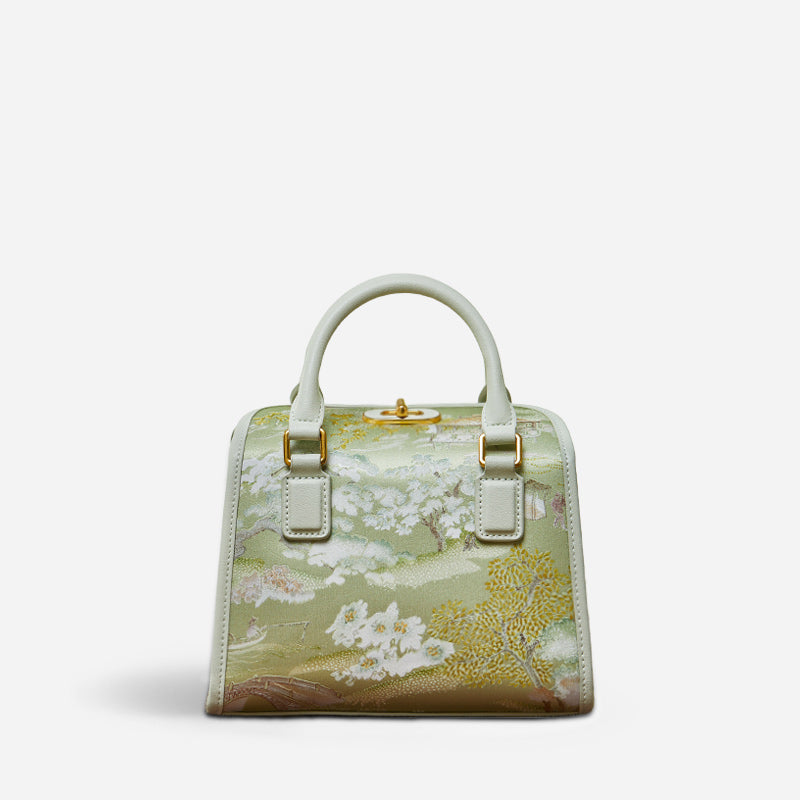 Chinese Painting Mulberry Silk Boston Bag Luxury Handbag - SinoCultural