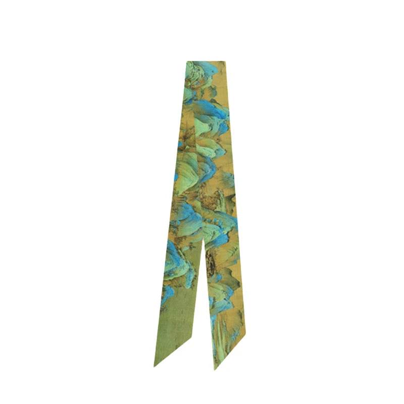 Mulberry Silk 16 Momme Chinese Painting Silk Twilly Scarf 120x5cm - SinoCultural
