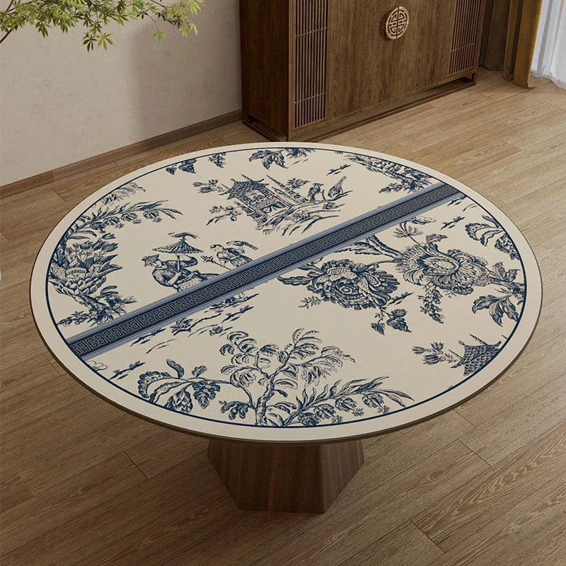 Chinoiserie Blue and White PVC Round Table Mat