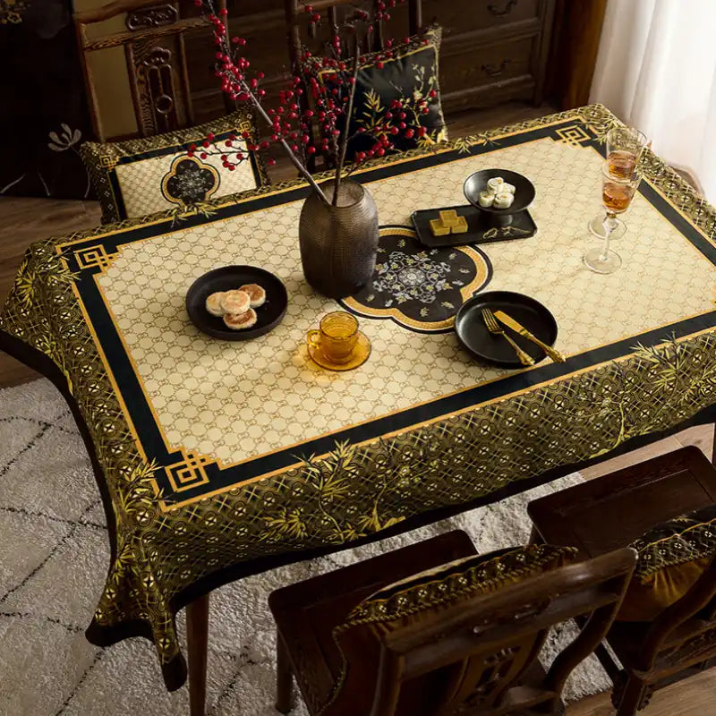 Chinoiserie Classical  Bamboo Rectangular Tablecloth