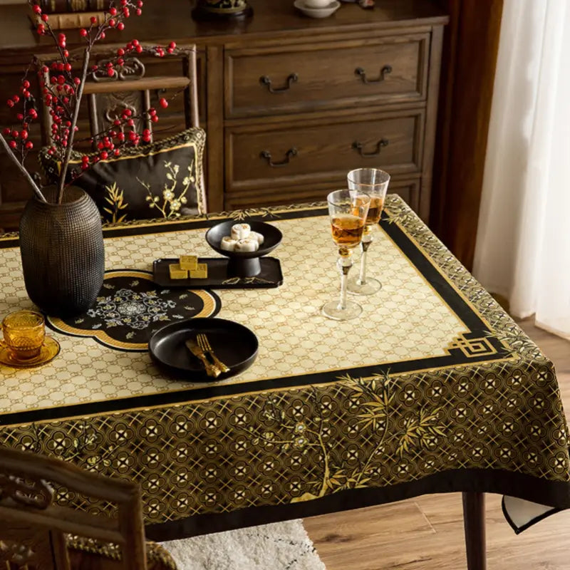 Chinoiserie Classical  Bamboo Rectangular Tablecloth