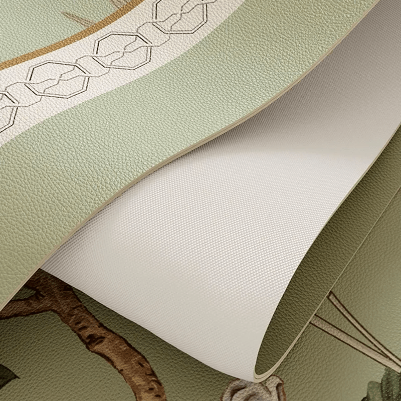 Chinoiserie Green Leather Square Table Mat Waterproof Easy Clean - SinoCultural -- TM057A60 - 