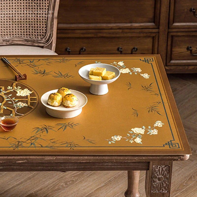 Chinoiserie Leather Waterproof Oil-proof Dining Table Mat