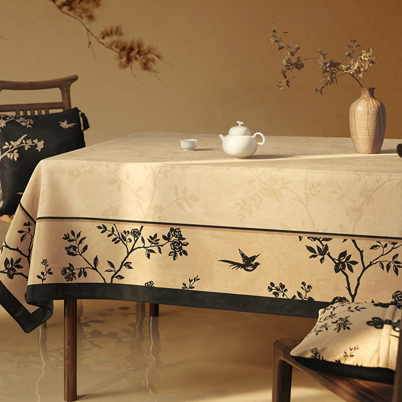 Chinoiserie Luxury Plush Rectangular Tablecloth - SinoCultural