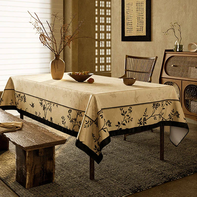 Chinoiserie Luxury Plush Rectangular Tablecloth - SinoCultural