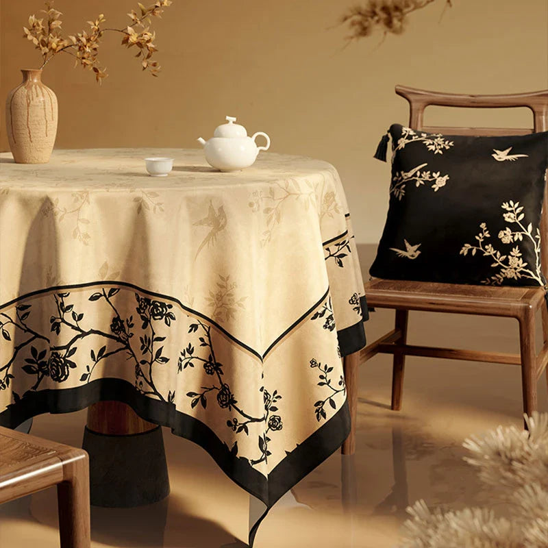 Chinoiserie Luxury Plush Rectangular Tablecloth - SinoCultural