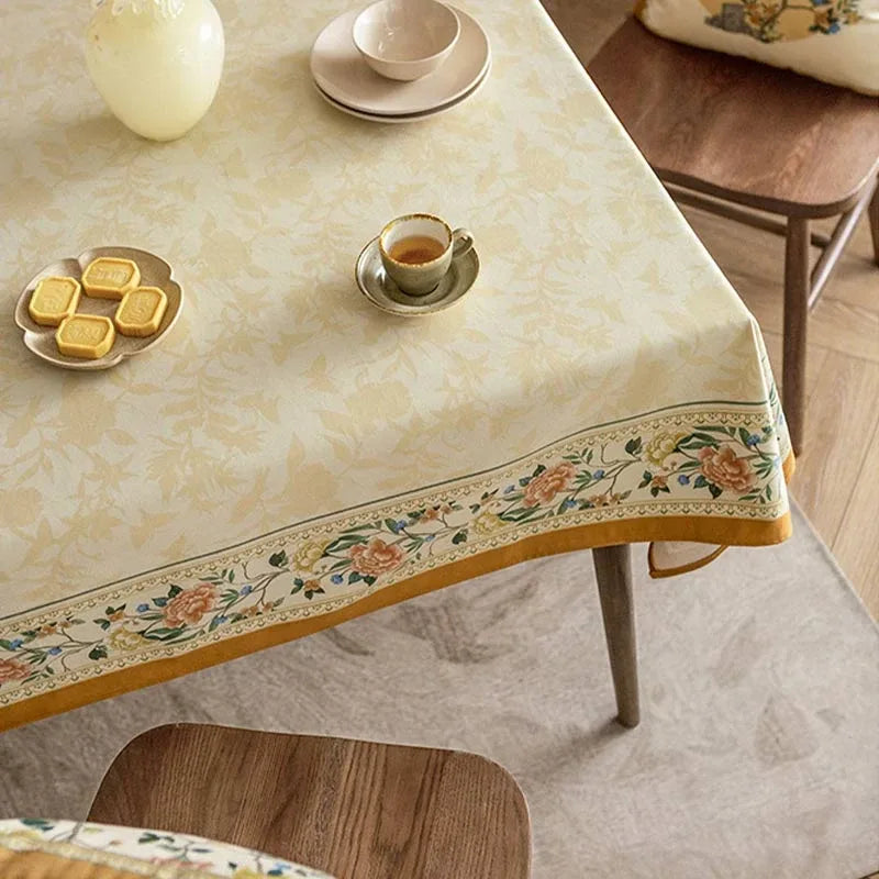 Chinoiserie Luxury Plush Rectangular Tablecloth