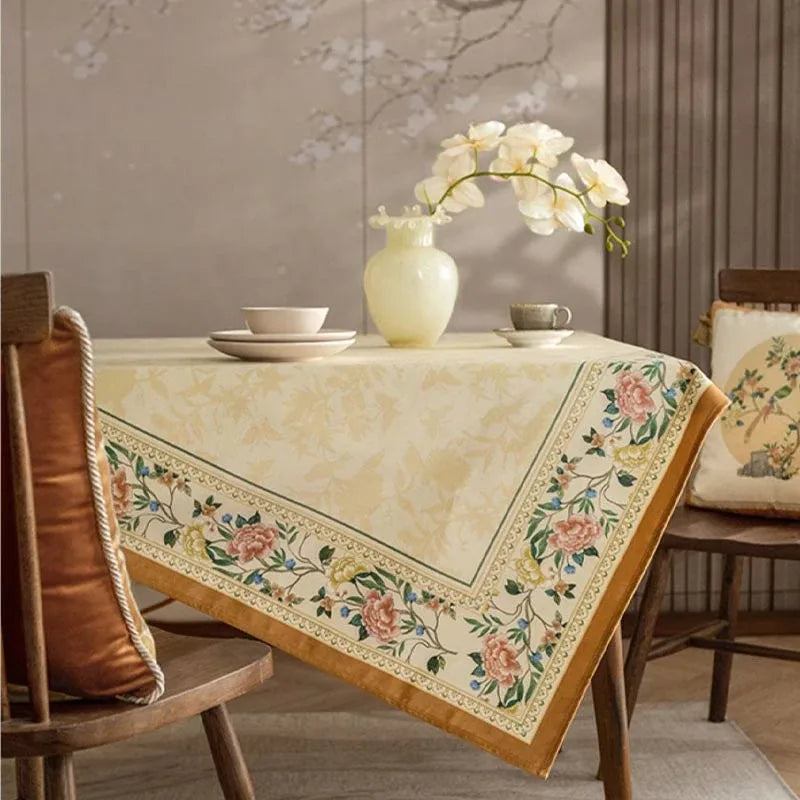 Chinoiserie Luxury Plush Rectangular Tablecloth