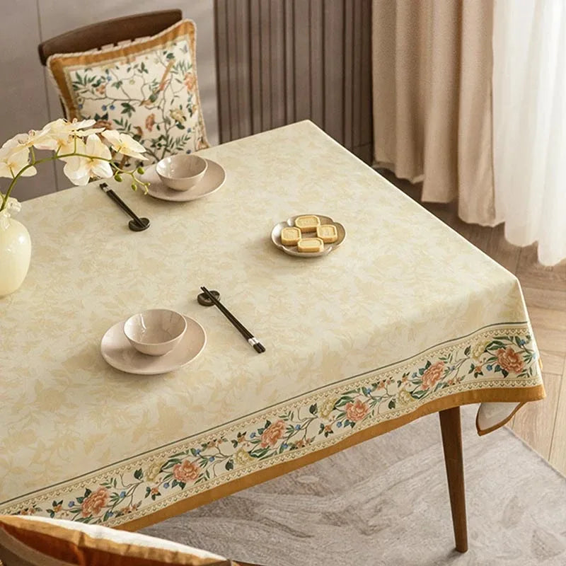 Chinoiserie Luxury Plush Rectangular Tablecloth