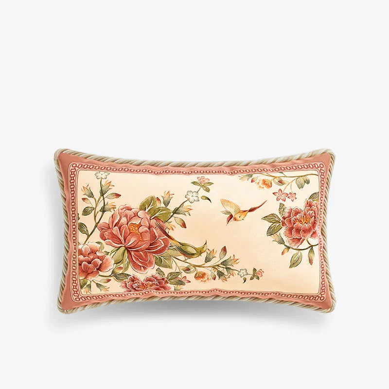 Chinoiserie Original Flowers and Birds Throw Pillow