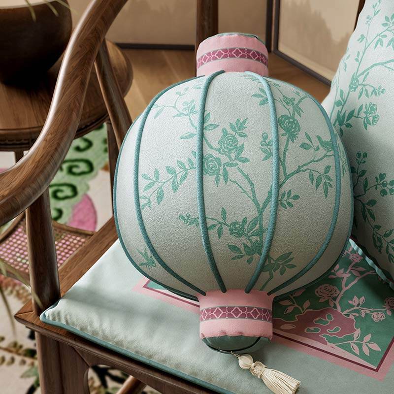 Chinoiserie Premium Color Living Room Lantern Pillow - SinoCultural -- SJZBZ062 - 