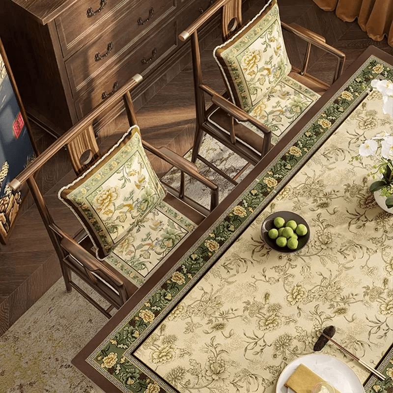 Chinoiserie Retro Leather Table Mat Waterproof Oil Proof Heat Resistant - SinoCultural -- TM056A6060 - 