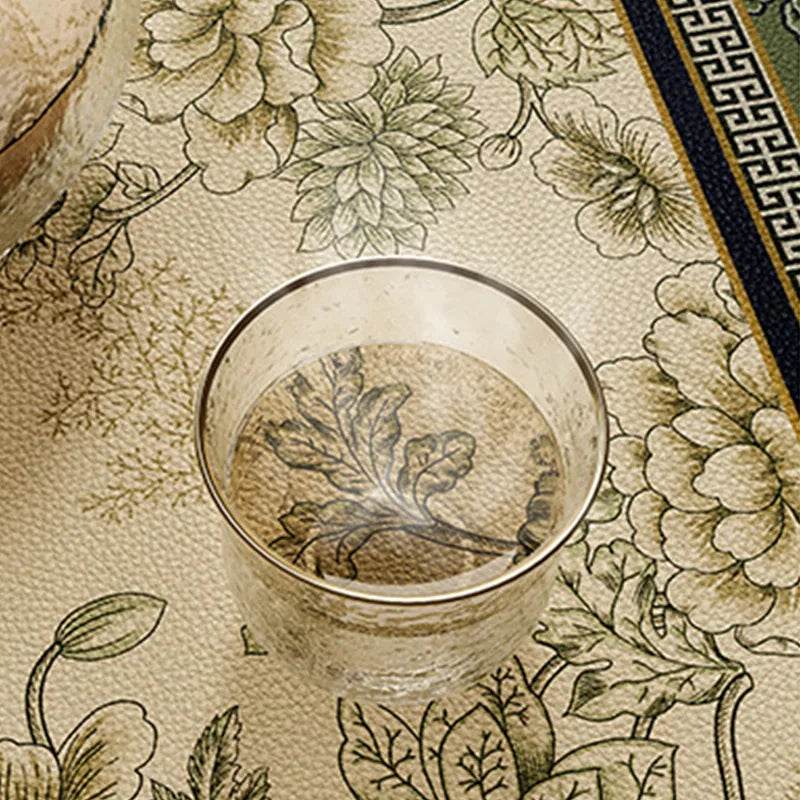 Chinoiserie Retro Leather Table Mat Waterproof Oil Proof Heat Resistant - SinoCultural -- TM056A6060 - 