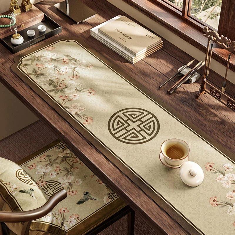 Chinoiserie Retro Spring Floral  Chinese Pattern Tea Table Mat