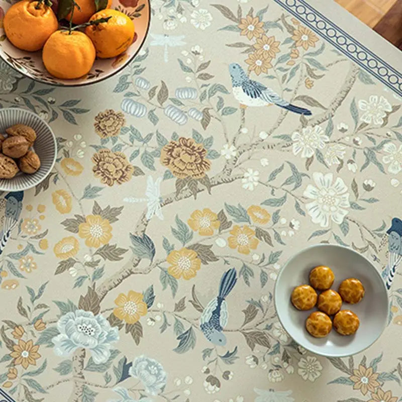 Chinoiserie Spring Blossom Waterproof Rectangular Table Mat