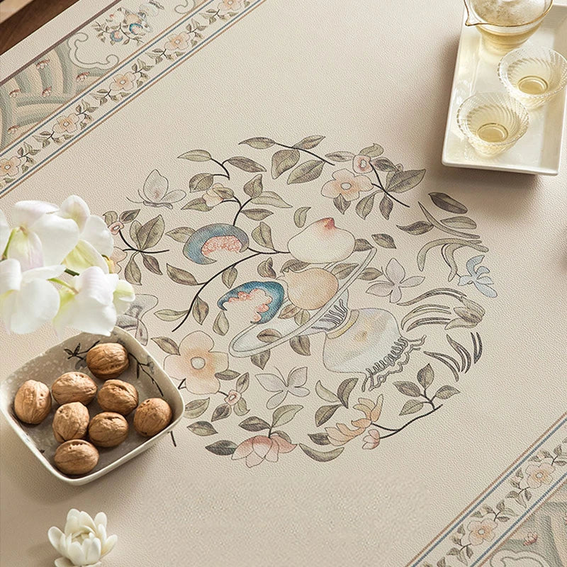 Chinoiserie Stain Resistant Leather Coffee Table Mat