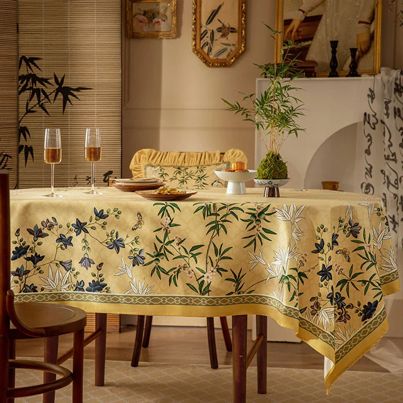 Chinoiserie Traditional Autumn Orchids Tablecloth