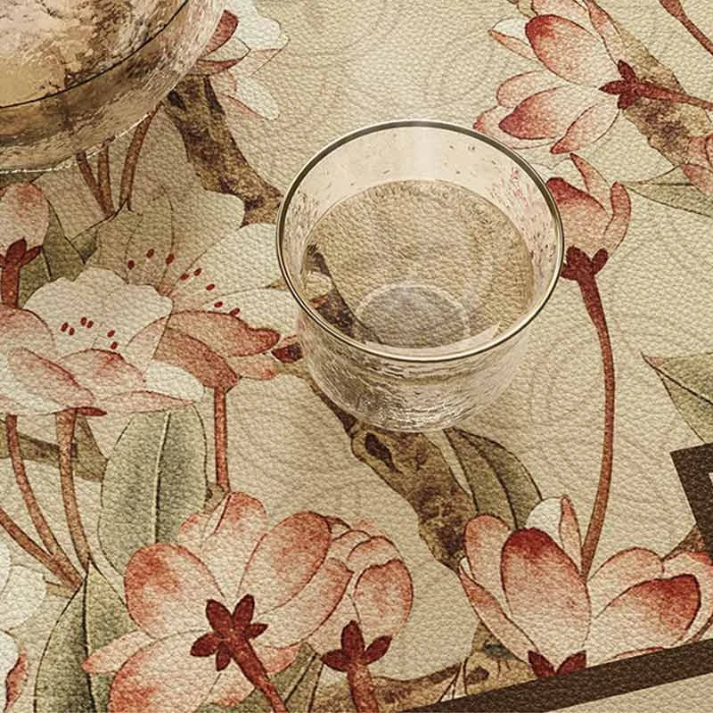 Chinoiserie Vintage Springtime Double-layer Round Leather Table Mat