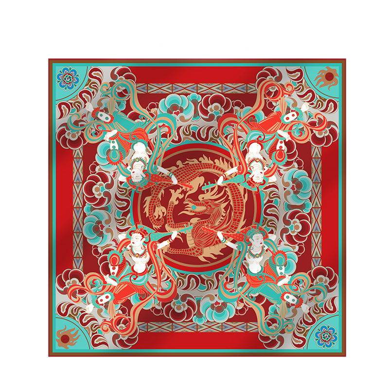 Mulberry Silk 16 Momme Dunhuang Deer Silk Scarf 90x90cm - SinoCultural