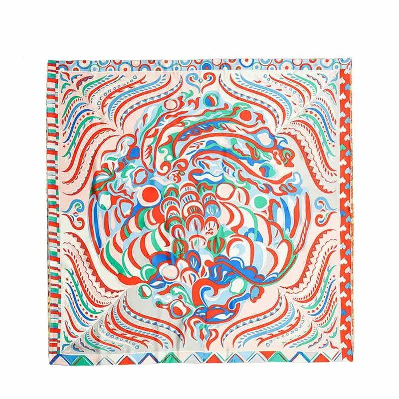 14 Momme Silk Crepe Satin Square Silk Scarf 90x90 cm - SinoCultural -- LS040-2 - 