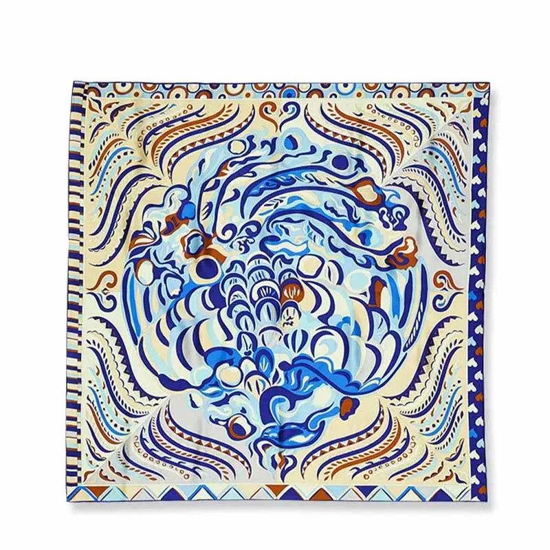 14 Momme Silk Crepe Satin Square Silk Scarf 90x90 cm - SinoCultural -- LS040-2 - 