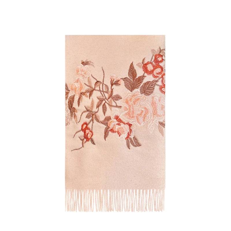 Embroidery 100% Pure Cashmere Scarf Soft and Warm 200x70 cm - SinoCultural