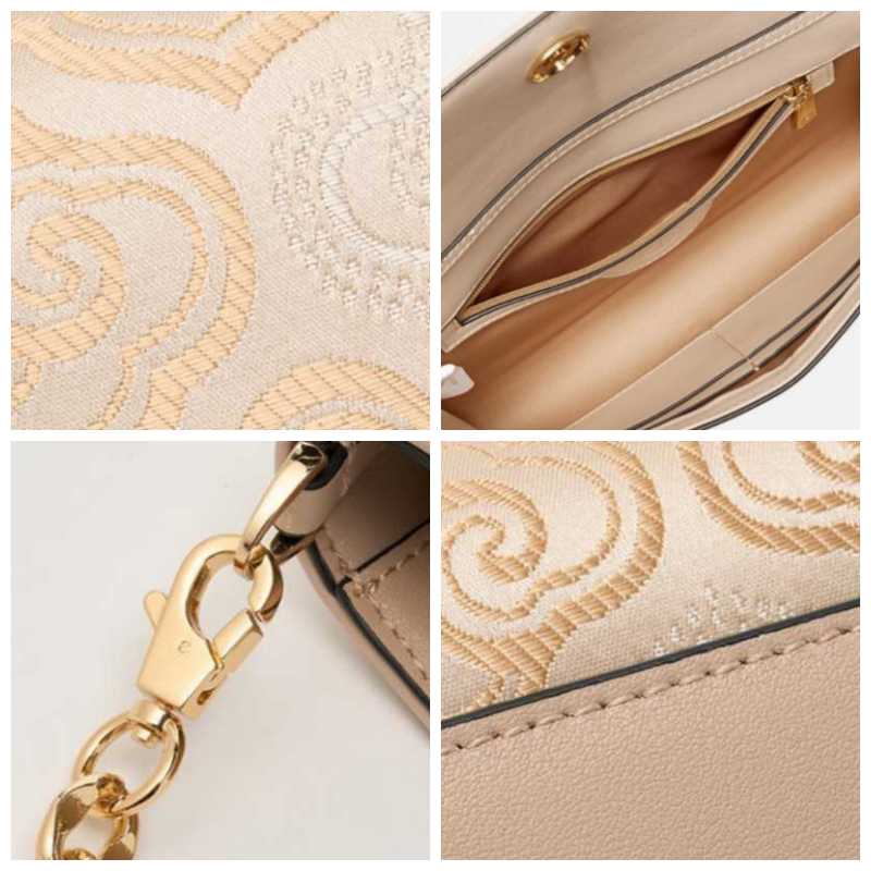 Embroidery Leather Clutch Baguette Bag Auspicious Cloud - SinoCultural