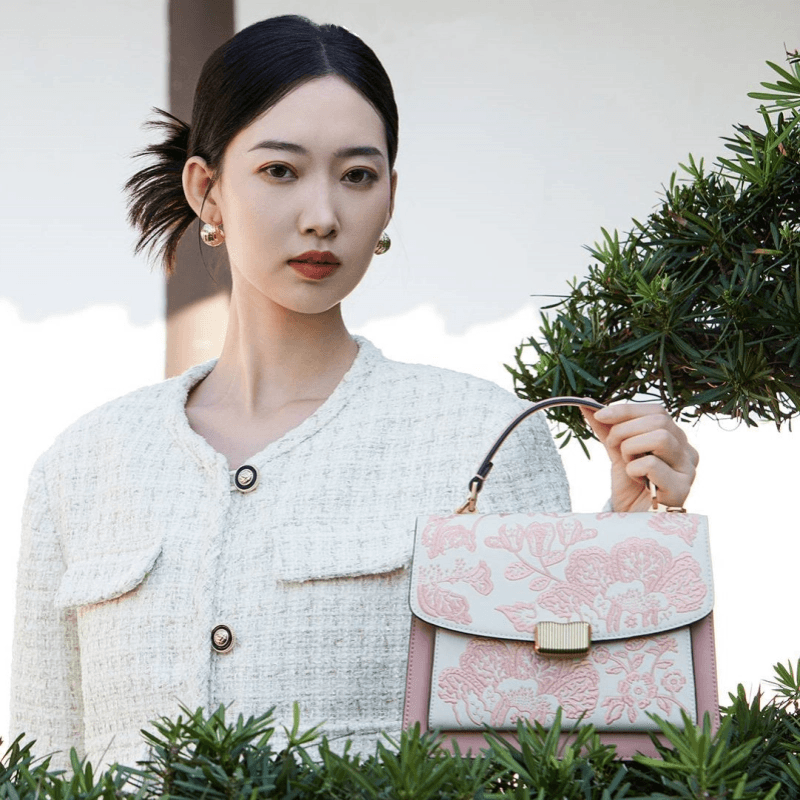 Embroidery Leather Peony Clutch Bag New Chinese Style Handbag - SinoCultural