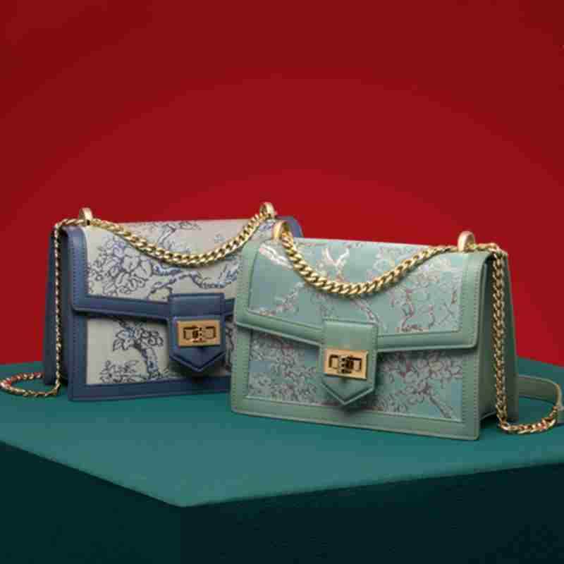 Embroidery Leather Shoulder Square Handbag Sacred Tree - SinoCultural -- SC1629-A2 - 