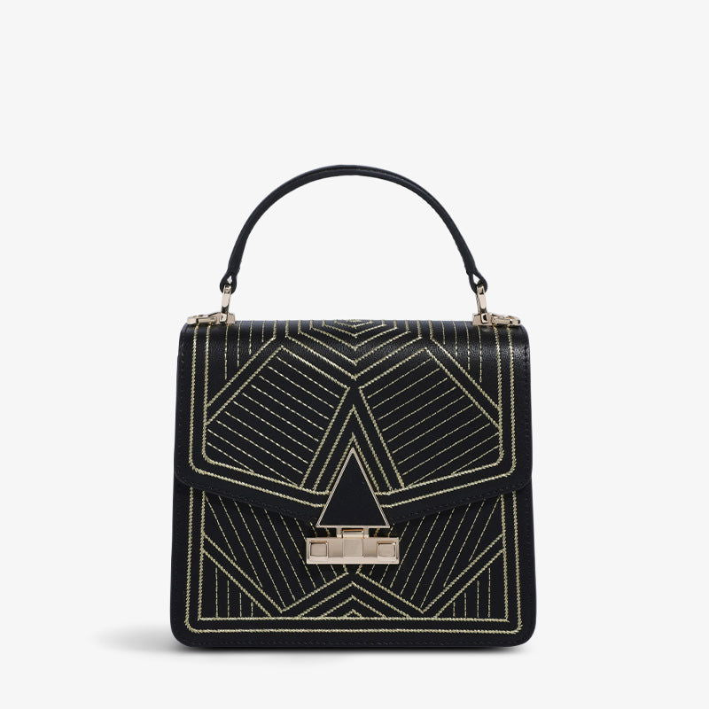 Embroidery Leather Square Bag Urban Chic Elegance Line - SinoCultural