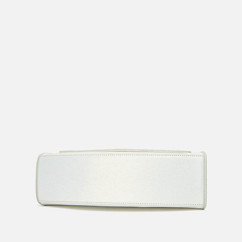 Embroidery Leather Retro White Hibiscus Handbag with Pendant - SinoCultural