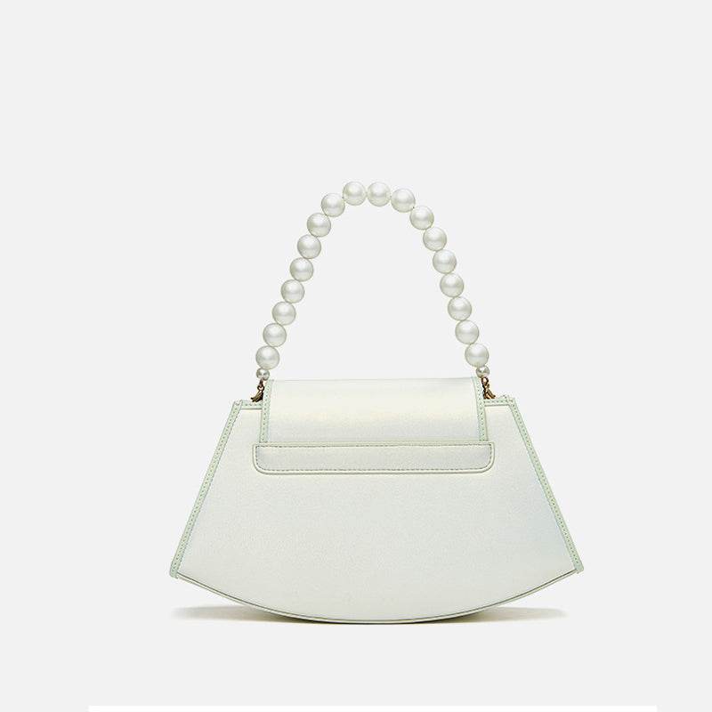 Embroidery Leather Retro White Hibiscus Handbag with Pendant - SinoCultural