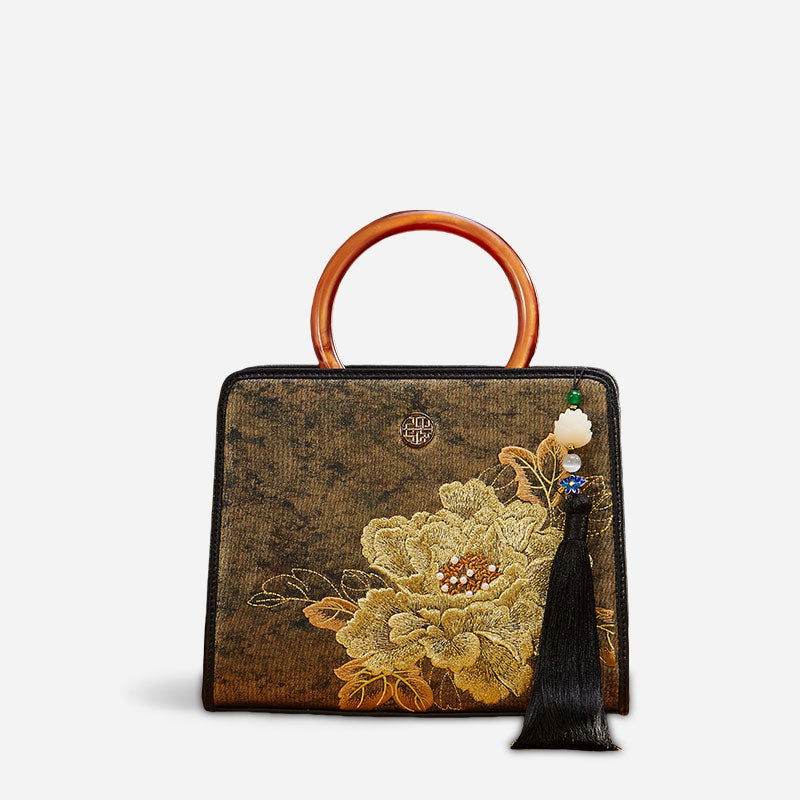 Embroidery Nishijin Weave Chinese Style Retro Handbag - SinoCultural -- P120605-1 - 