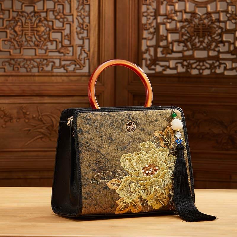 Embroidery Nishijin Weave Chinese Style Retro Handbag - SinoCultural -- P120605-1 - 