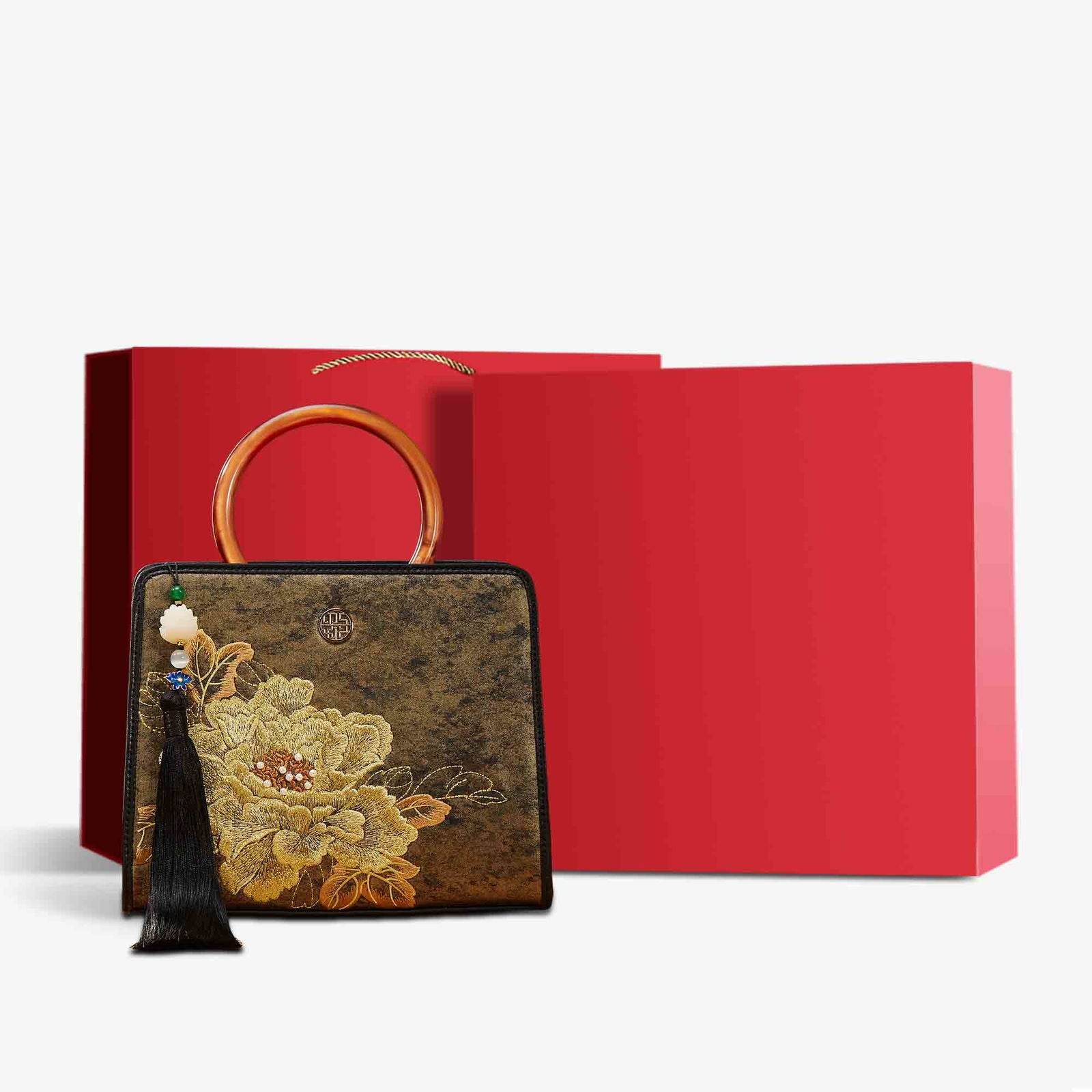 Embroidery Nishijin Weave Chinese Style Retro Handbag - SinoCultural -- P120605-1 - 