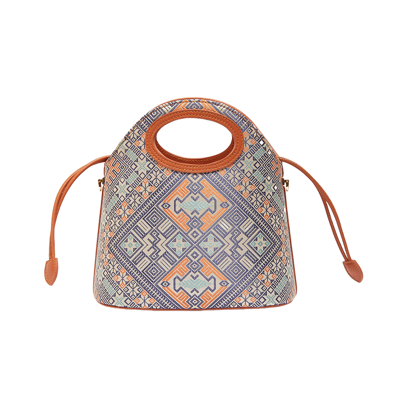 Zhuang Brocade Vintage Drawstring Bucket Bag