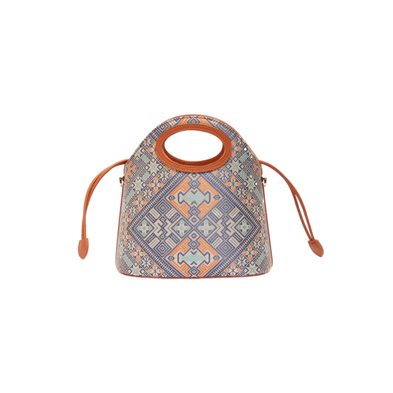 Zhuang Brocade Vintage Drawstring Bucket Bag - SinoCultural