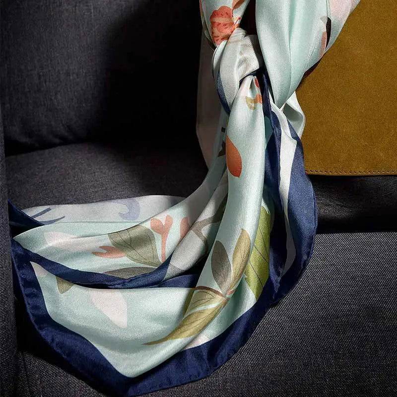 Mulberry Silk Elegant Floral Silk Chiffon Scarf 87 x 87 cm & 175 x 107 cm - SinoCultural -- LS036-1 - 