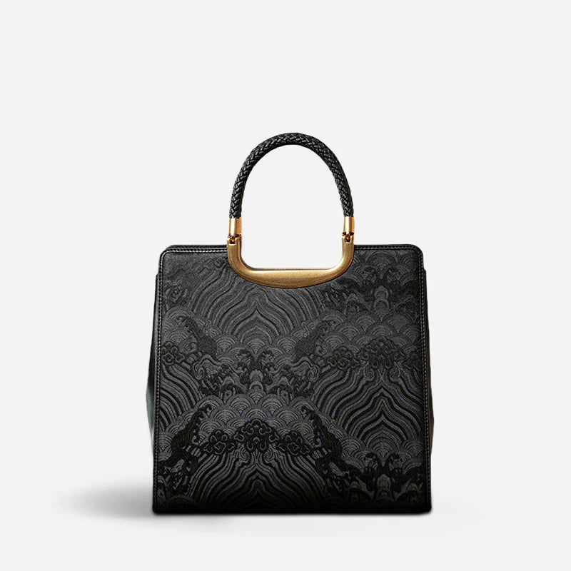 Xiangyunsha Silk Tote Bag Heavy Satin Luxury Women Handbag - SinoCultural