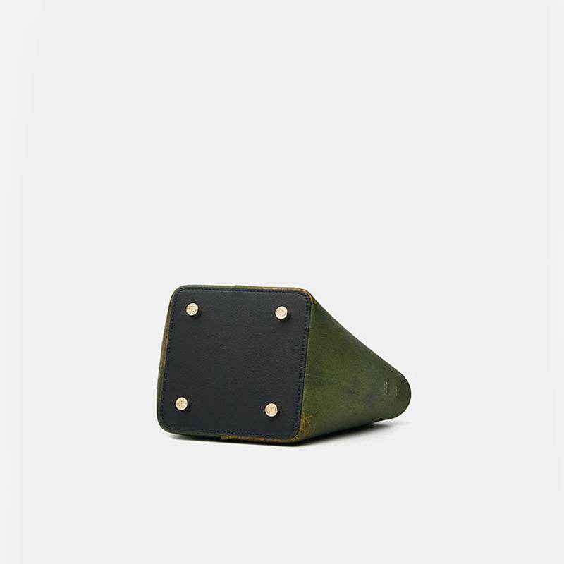 Xiangyunsha Silk Dark Green Bucket Bag with Scarf - SinoCultural