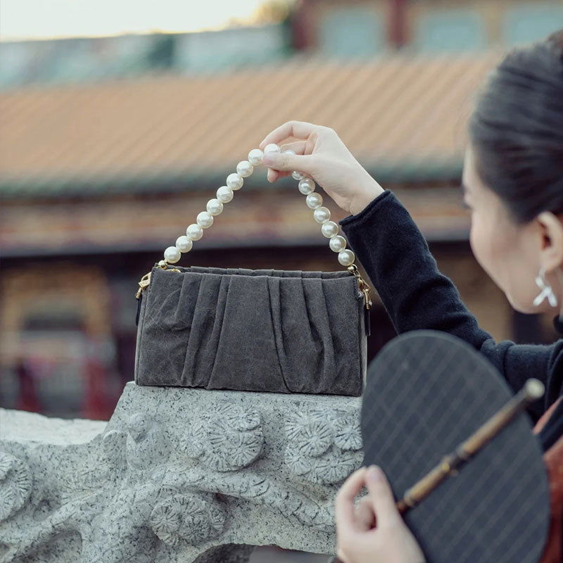 Fragrant Cloud Silk Pearl Handle Evening Bag - SinoCultural