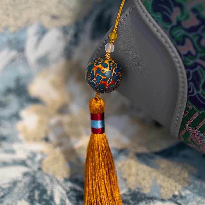 Xiangyunsha Silk Song Brocade Bamboo Wing Bag Designer Handbag - SinoCultural -- KM-0213-M3 - 