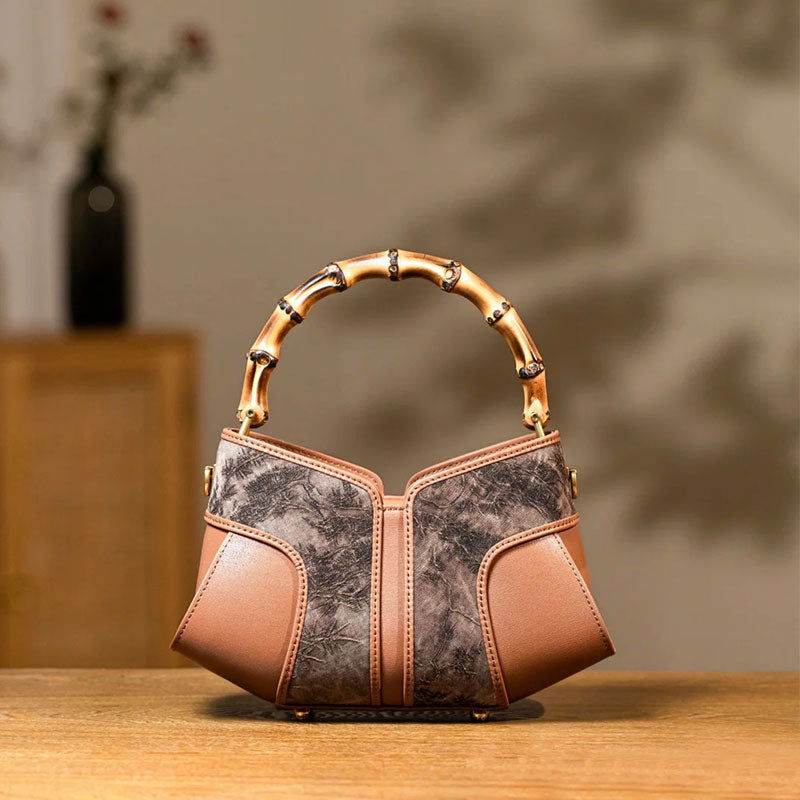 Xiangyunsha Silk Song Brocade Bamboo Wing Bag Designer Handbag - SinoCultural -- KM-0213-M3 - 