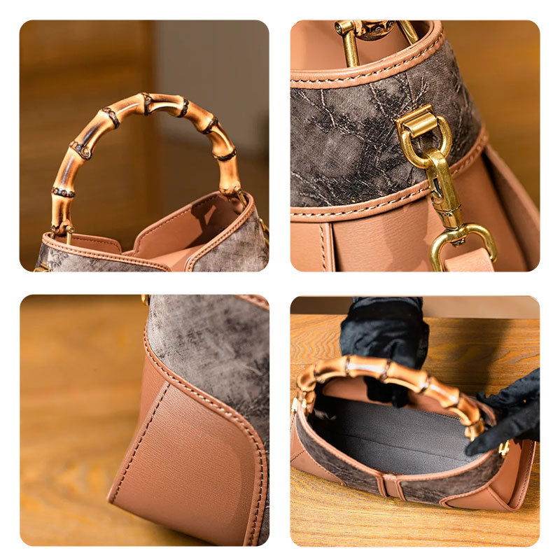 Xiangyunsha Silk Song Brocade Bamboo Wing Bag Designer Handbag - SinoCultural -- KM-0213-M3 - 