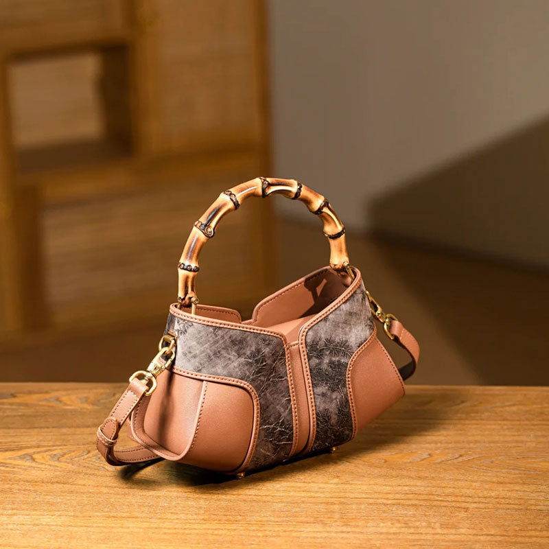 Xiangyunsha Silk Song Brocade Bamboo Wing Bag Designer Handbag - SinoCultural -- KM-0213-M3 - 