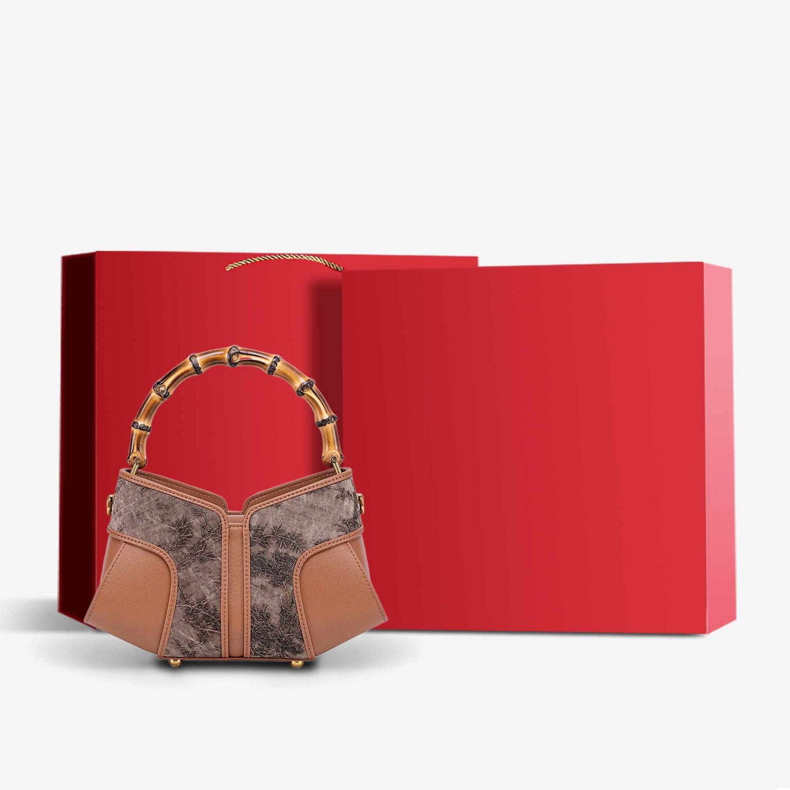 Xiangyunsha Silk Song Brocade Bamboo Wing Bag Designer Handbag - SinoCultural -- KM-0213-M3 - 