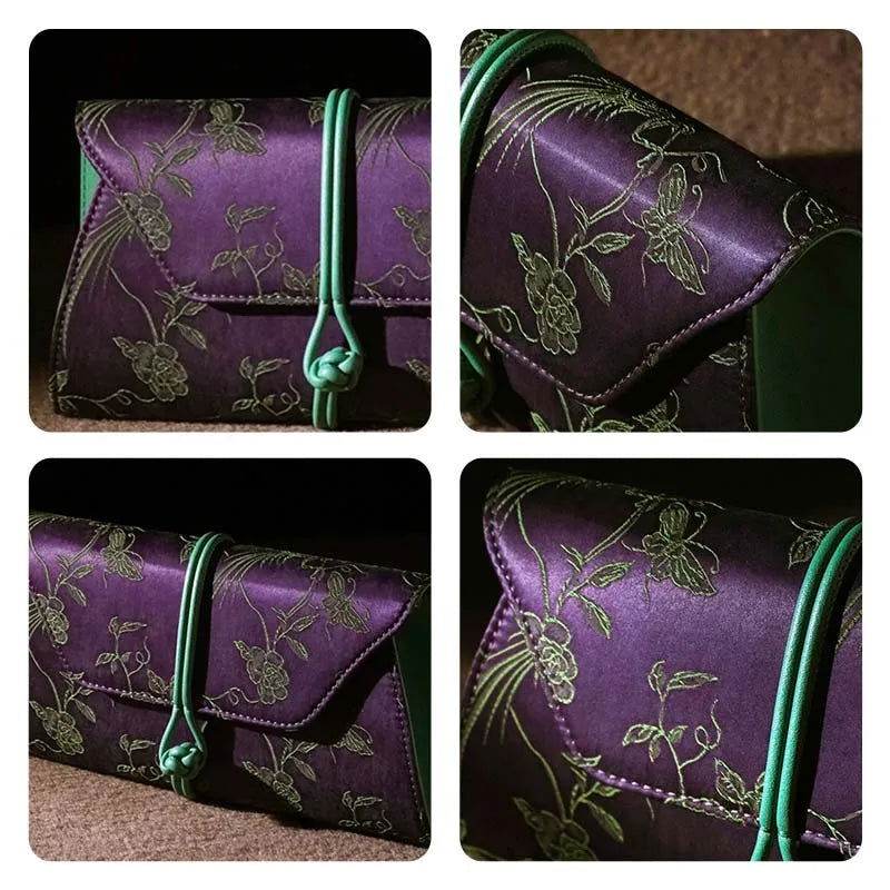 Xiangyunsha Silk Vintage New Chinese-Style Evening Clutch Wallet - SinoCultural