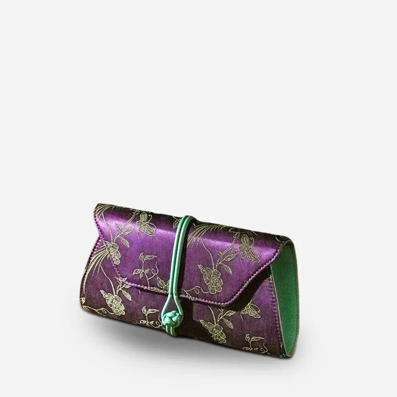 Xiangyunsha Silk Vintage New Chinese-Style Evening Clutch Wallet - SinoCultural
