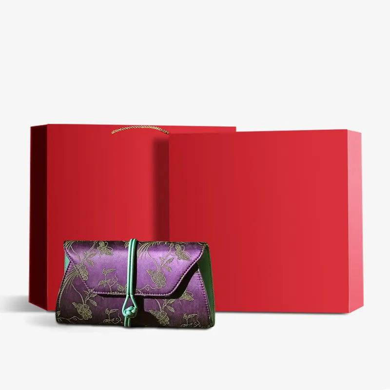 Xiangyunsha Silk Vintage New Chinese-Style Evening Clutch Wallet - SinoCultural