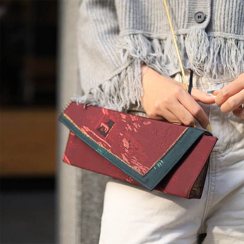 Ultra-Light Envelope Clutch Handbag in Recycled Fabric with Hualuo Silk 216g - SinoCultural -- GD1202 - 